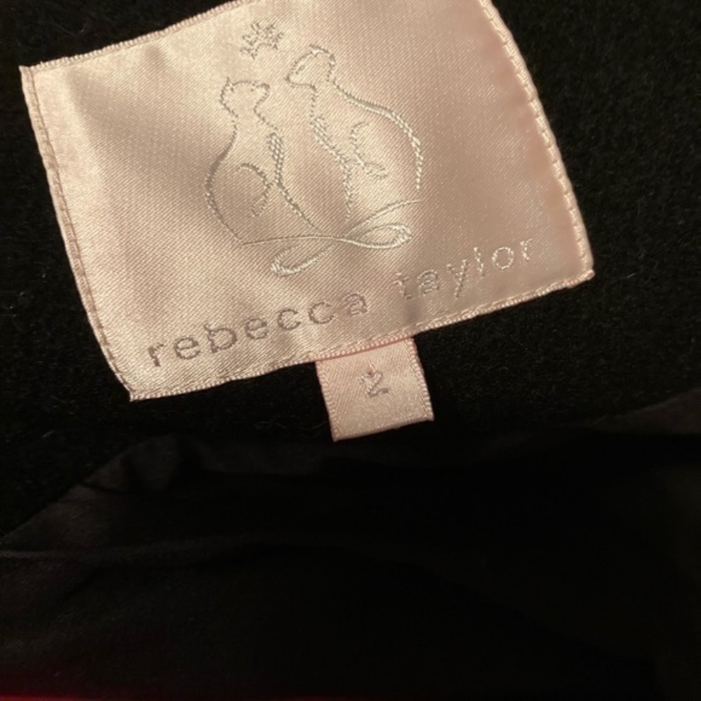 Rebecca Taylor black shirt wool blend coat - Picture 3 of 5